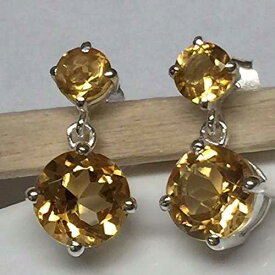 ナチュラル 3.5 カラット ゴールデン シトリン 925 ソリッド スターリング シルバー スタッド ピアス 長さ 18 mm Natural Rocks by Kala Natural 3.5ct Golden Citrine 925 Solid Sterling Silver Stud Earrings 18mm long