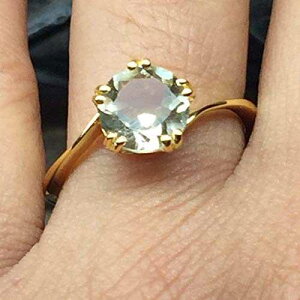 i` 1.5 Jbg O[ AWXg 14K CG[ S[h FC X^[O Vo[ GQ[Wg O TCY 7A8A9 Natural Rocks by Kala Natural 1.5ct Green Amethyst 14K Yel