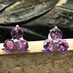 { 2ct AWXg 925 \bh X^[O Vo[ X^bh sAX 7mm Natural Rocks by Kala Genuine 2ct Amethyst 925 Solid Sterling Silver Stud Earrings 7mm