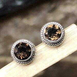 �{���� 1ct �X���[�L�[ �g�p�[�Y 925 �\���b�h �X�^�[�����O �V���o�[ �C�������O 7mm Natural Rocks by Kala Genuine 1ct Smoky Topaz 925 Solid Sterling Silver Earrings 7mm