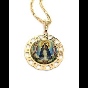 Virgen de la Caridad del Cobre ���_�� �l�b�N���X Our Lady of Charity 18K �S�[���h���b�L �`�F�[�� 17.5 �C���` Sifrimania Virgen de la Caridad del Cobre Medal Necklace Our Lady of Charity 18k Gold Plated chain 17.5 Inches