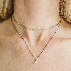 uỸC[h[YNH[c`[J[lbNX - 12C`A2C`̒߉\ȃGNXe_[t - 1̒a Luna Tide Layered rose quartz choker necklace in bronze - 12" with 2" adjustable ex