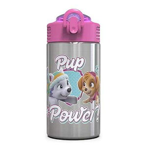 Zak Designs Paw Patrol Skye - Stainless Steel Water Bottle with One Hand Operation Action Lid and Built-in Carrying Loop, Straw Spout is Perfect for Kids (15.5 oz) Zak Designs Paw Patrol Skye - Stainless Steel Water