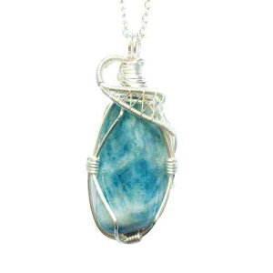 [u[ANA}y_g - 邢Vo[C[bv - 24 C`lbNX - 3 ̒a - ނƔޏւ̃Mtg Designs by Nature Gems Raw Blue Aquamarine Pendant - Bright Silver Wire Wrapped - 