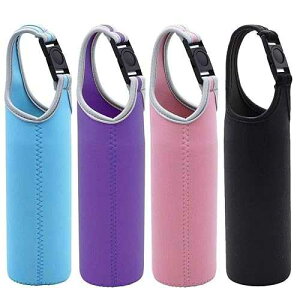 4 Pack,DanziX Neoprene Sleeve Bottle Cup Carrier Pouch,Fit for All 16oz-21oz Portable Sport Water Bottle-Black,Blue, Pink,Purple