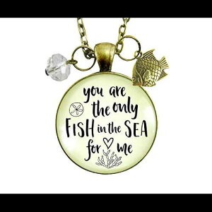 Gutsy Goodness 24 �C���` ���}���`�b�N�ȃr�[�` �l�b�N���X You are Only Fish in Sea Love Quote Turtle Gutsy Goodness 24 Romantic Beach Necklace You are Only Fish in Sea Love Quote Turtle