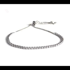 �V���o�[���b�L�e�j�X�u���X���b�g�����p���߉\�ȃX���C�h�`�F�[�� Sifrimania Silver Plated Tennis Bracelets for Women Adjustable Sliding Chain