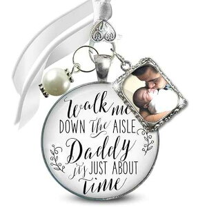 Gutsy Goodness Memorial Wedding Bouquet Charm Honor Father Walk Me Down Aisle Daddy Silvertone Jewelry White Glass Pendant White Bead 1 Frame Sentimental Dad Keepsake Ties Bride's F DIY Photo Template