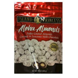 アロハアーモンドトフィーコーストアーモンドを甘美なミルクチョコレートで覆った-ラージ15OZ（425g）、2パック Island Princess Aloha Almonds Toffee Coasted Almonds Covered in Luscious Milk Chocolate - Large 15OZ (425g), 2 PACK