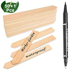 Whaline 50 ؐAx }[J[yt h ̂ƂؐATC^O ɗDK[f}[J[ q A n[u  ؗp (15 x 2 cm) Whaline 50Pcs Wooden Plant Labels with A Marke