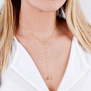 14K S[htBh Y VFCv Abg lbNX - @ׂŃVvȃ{[hbv fUCi[lbNX -  17 C` + 2 C`GNXe_[ Tooliks 14K Gold Filled Y Shape Lariat Neckl