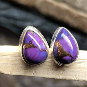 S[WXȃp[v nx ^[RCY 925 \bh X^[O Vo[ CO 9mm Natural Rocks by Kala Gorgeous Purple Mohave Turquoise 925 Solid Sterling Silver Earrings 9mm