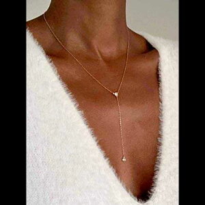 [YS[h Dainty Y Abg CZ _Ch lbNXApA 16 C``18 C` Faire de la Mode Rose Gold Dainty Y Lariat CZ Diamond Necklace for Women, 16"to 18" length