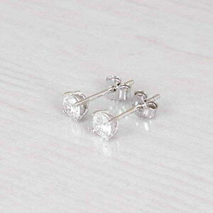 スターリングシルバー 925 CZ ダイヤモンド スタッド イヤリング - 小さなウェディング ジルコン ポスト イヤリング - サイズ 4mm Tooliks Sterling Silver 925 CZ Diamond Stud Earrings - Tiny Wedding Zircon Post Earri