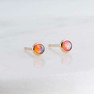 t@CAIp[ ^Cj[ Xg[ 3mm 14K S[htBh X^bh sAX Fashion Art Jewelry Fire Opal Tiny Stone 3mm with 14K Gold Filled Stud Earrings