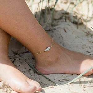 Howlite �r�[�Y �o�[ �A���N���b�g 14K �S�[���h �t�B�� - �{���̕�� Howlite Bead Bar Anklet in 14K Gold Fill - Genuine Gemstone