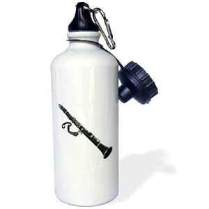 3dRose Clarinet Sports Water Bottle, 21 oz, White