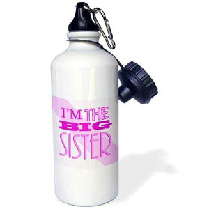 3dRose Im The Big Sister Pink Sports Water Bottle, 21 oz, White