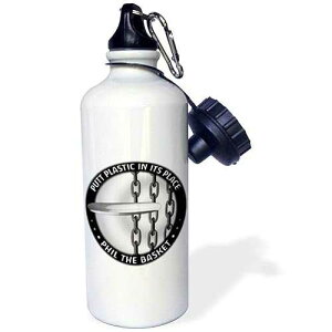 3dRose Phil The Basket 2 Frisbee Disc Golf Putter Thrown Into The Chains of a Basket Sports Water Bottle, 21 oz, White