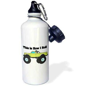 3dRose This Is How I Roll Monster Truck Sports Water Bottle, 21 oz, White