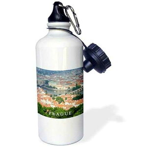 3dRose City of Prague Cityscape View-Vltava River-Charles Bridge-Czech Republic Travel Souvenir Sports Water Bottle, 21 oz, White