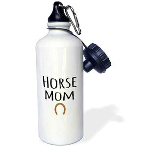 3dRose Horse Mom-for female equus owners and girl equine lovers-enthusiasts-brown horseshoe Sports Water Bottle, 21 oz, White