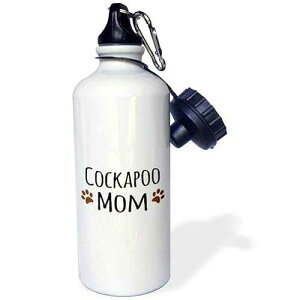 3dRose "Cockapoo Dog Mom-Doggie by breed-brown muddy paw prints love-doggy lover proud mama pet owner" Sports Water Bottle, 21 oz, White