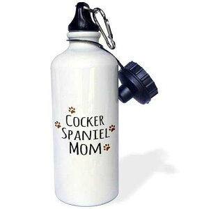3dRose "Cocker Spaniel Dog Mom-Doggie by breed-brown muddy paw prints love-doggy lover mama pet owner" Sports Water Bottle, 21 oz, White