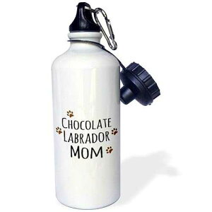 3dRose "Chocolate Labrador Dog Mom-Doggie by breed-Lab brown muddy paw prints-doggy lover-pet owner" Sports Water Bottle, 21 oz, White