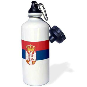 3dRose "Flag of Serbia Serbian red blue white Trobojka stripes coat of arms double-headed eagle crown sheild" Sports Water Bottle, 21 oz, White