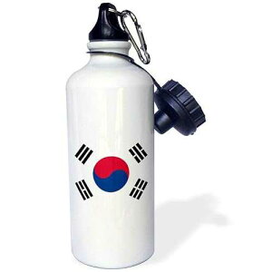 3dRose "Flag of South Korea-Korean white red blue taegeuk circle black trigrams-Taiji Yinyang Taegeukgi" Sports Water Bottle, 21 oz, White