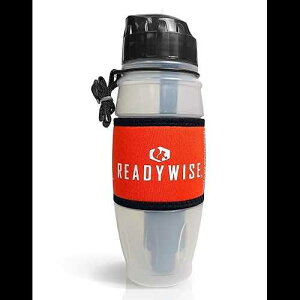 ReadyWise - 28 Oz, Seychelle Water Filtration Bottle, Hiking, Backpacking and, Camping Water Bottle, BPA-Free, Prepper Gear and Supplies, Gray/Black
