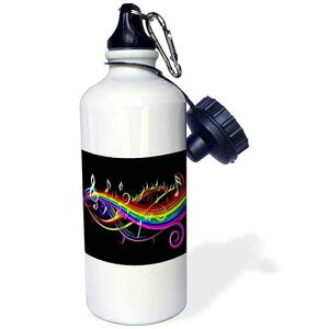 3dRose Music Notes in neon Rainbow Colors-Sports Water Bottle, 21oz , 21 oz, Multicolor