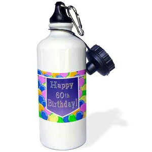 3dRose Balloons with Purple Banner Happy 60Th Birthday Sports Water Bottle, 21 oz, Multicolor