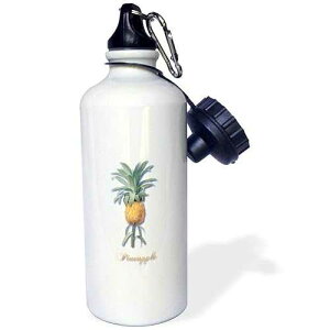3dRose Tropical Pineapple in Deep Yellow Botanical Print Sports Water Bottle, 21 oz, Multicolored