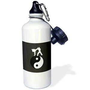 3dRose Karate Yin-yang Sign with Men Training, Black and White-Sports Water Bottle, 21oz , 21 oz, Multicolor