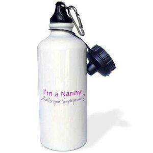 3dRose I'm A Nanny What's Your Superpower-Hot Pink-Funny Gift for Grandma Sports Water Bottle, 21Oz, Multicolored