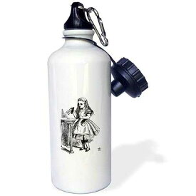 3dRose Drink Me Alice in Wonderland John Tenniel Black and White Illustration Sports Water Bottle, 21 oz, Multicolor