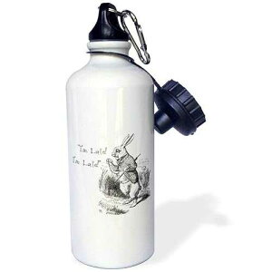 3dRose Alice in Wonderland White Rabbit. Im Late-John Tenniel illustration-Sports Water Bottle, 21oz , Multicolored