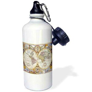 3dRose Print of 1626 Map of The World Sports Water Bottle, 21 oz, Multicolor