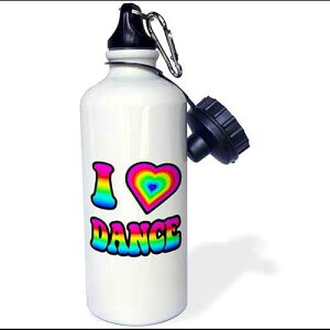 3dRose Groovy Hippie Rainbow I Heart Love Dance-Sports Water Bottle, 21oz , Multicolored 3dRose Groovy Hippie Rainbow I Heart Love Dance-Sports Water Bottle, 21oz, Multicolored