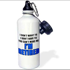 3dRose Cant Make Me Im Retired Blue-Sports Water Bottle, 21oz , Multicolored