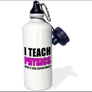3dRose I Teach Math Whats Your Superpower Green Sports Water Bottle, 21 oz, White