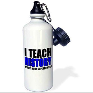 3dRose wb_224015_1�uI Teach History Whats Your Superpower Blue�v�X�|�[�c �E�H�[�^�[�{�g���A21 �I���X�A�z���C�g 3dRose wb_224015_1I Teach History Whats Your Superpower Blue Sports Water Bottle, 21 oz, White