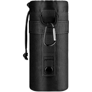 IronSeals Adjustable Tactical Water Bottle Pouch Foldable MOLLE Water Bottle Holder Drawstring Open Top Travel Water Bottle Bag