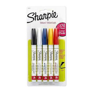 SHARPIE Oil-Based t Markers, Fine Point, Assorted Colors, 5 Count - Great for Rock ting