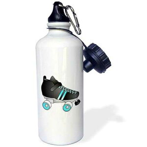 3dRose Skating Gifts-Black and Blue Roller Skate Sports Water Bottle, 21 oz, White