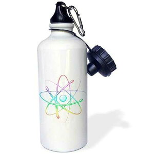 3dRose Rainbow Atom Symbol Sports Water Bottle, 21 oz, White