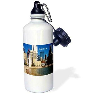3dRose Downtown Dallas Texas Sports Water Bottle, 21 oz, White