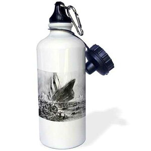 3dRose "1912 Artists Rendering Of Sinking Of The Titanic" Sports Water Bottle, 21 oz, White